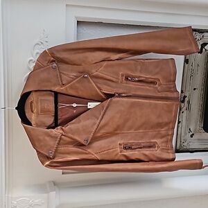 NWT Max Studio faux leather bomber jacket